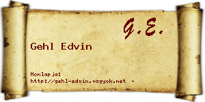 Gehl Edvin névjegykártya
